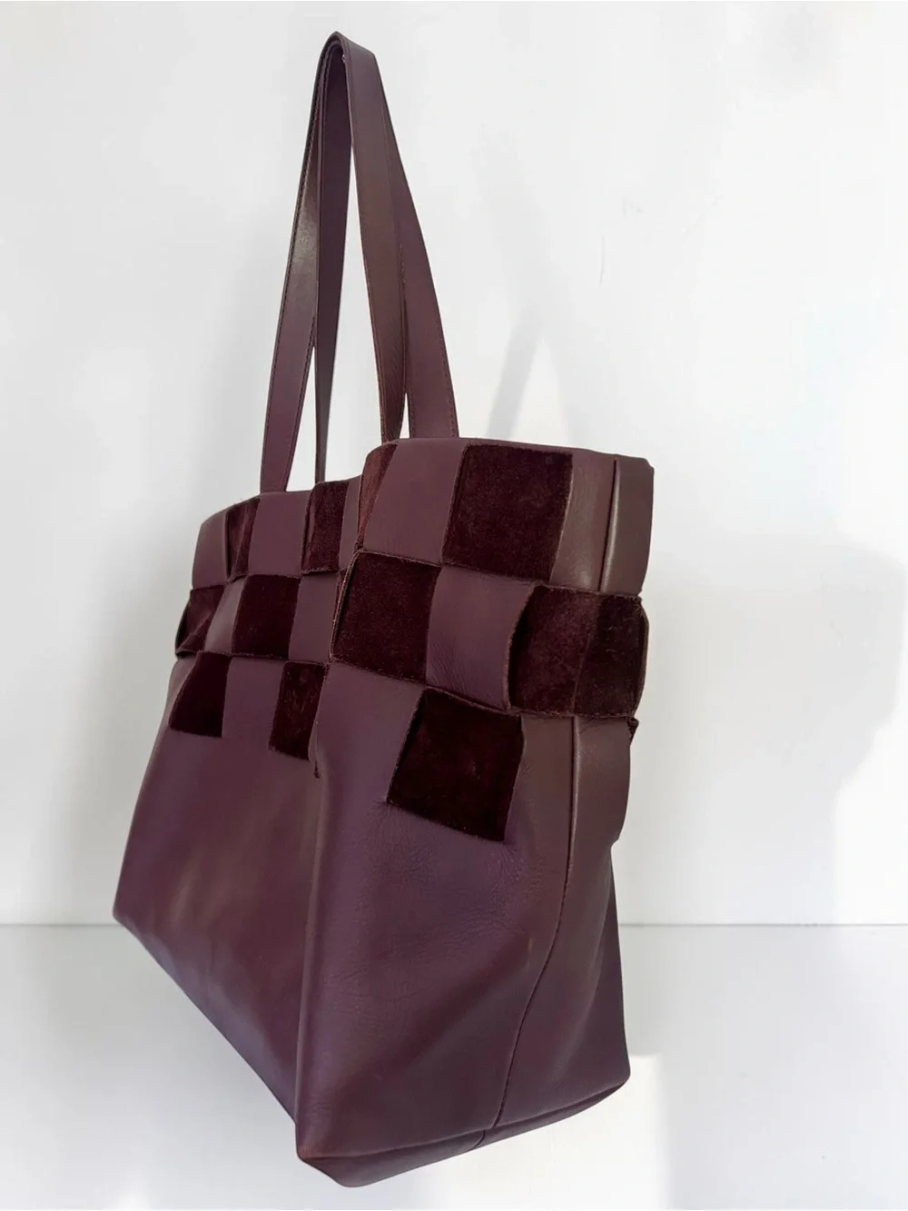 Madewell Basketweave Leather Suede Tote Chocolate Raisin Brown